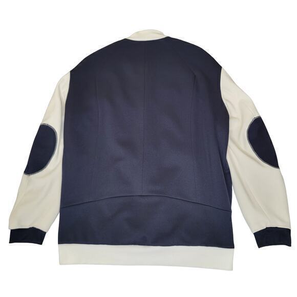 Kai-aakmann Letterman Style Jacket Blue/Off-white size Small Lined Elbow Patches - Picture 2 of 10